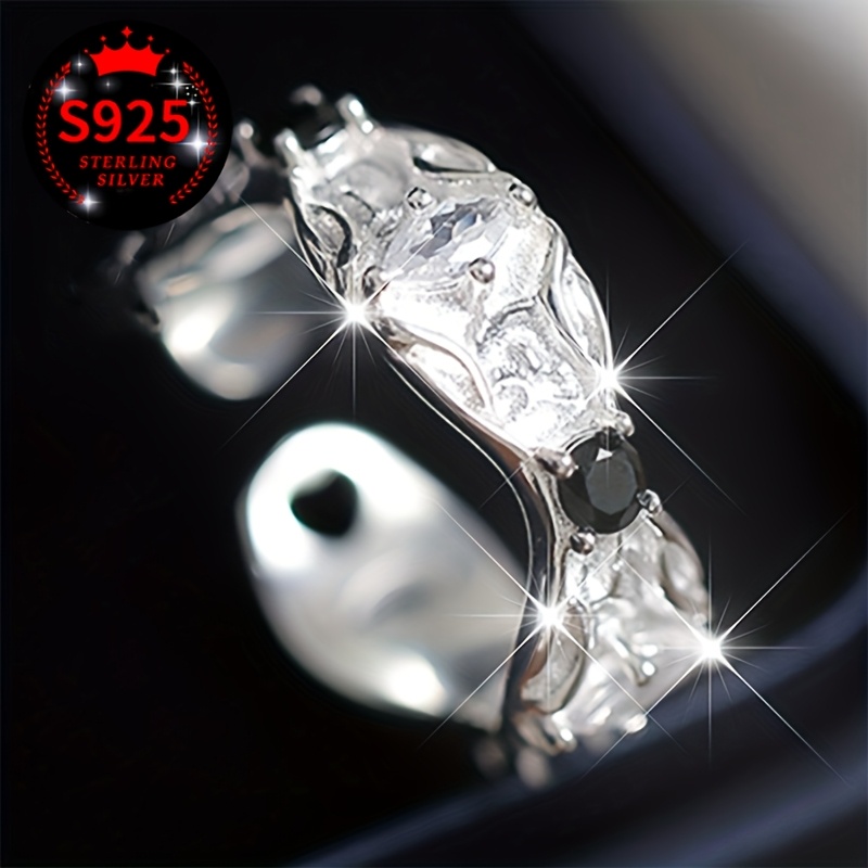 925 Sterling Silver Open Ring with Zirconia - Adjustable & Stylish Design
